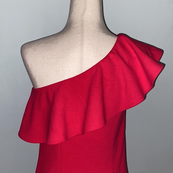 French Connection Pink Ruffle One Shoulder Tunic Dress - 2 - Picture 8 of 13